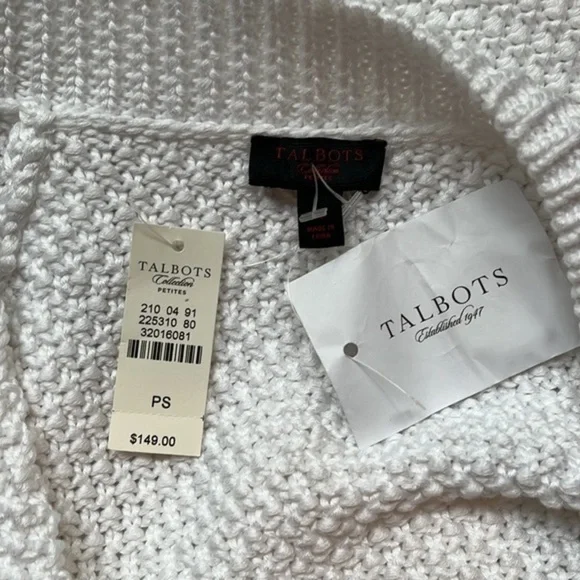 NWT Talbots Chunky Knit White Sweater Jacket Sm Petite - Picture 3 of 7
